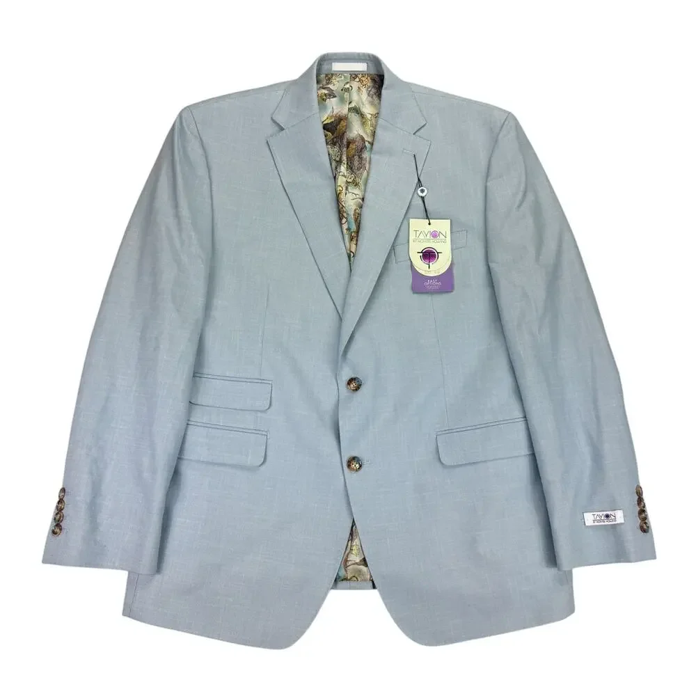 Tayion Mens Agordy Regular Fit Sharkskin Suit Jacket Light Blue 42R